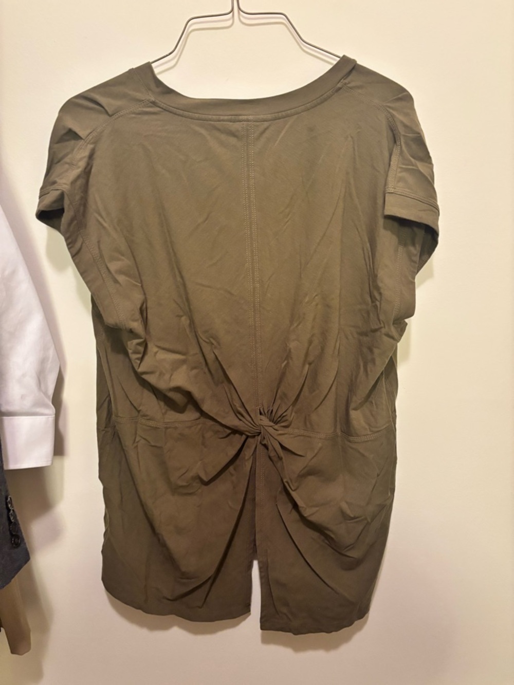 Athleta Olive Green V-Neck Short Sleeve Top - Picture 3 of 3